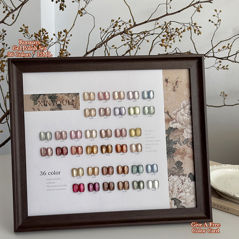 36 Colors Luxury Glass Bead Magnetic Cat Eye Gel Polish Fine Shimmer Blossom Long-Lasting All-Season UV LED Soak Off Gel