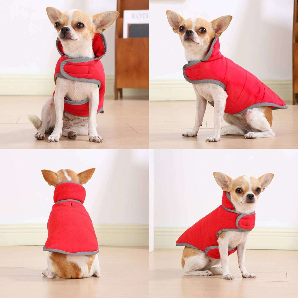 Reversible Clothes For Small Medium Dogs Cats Winter Warm Fleece Dog Jacket Reflective Puppy Clothing Bulldog Pet Costume