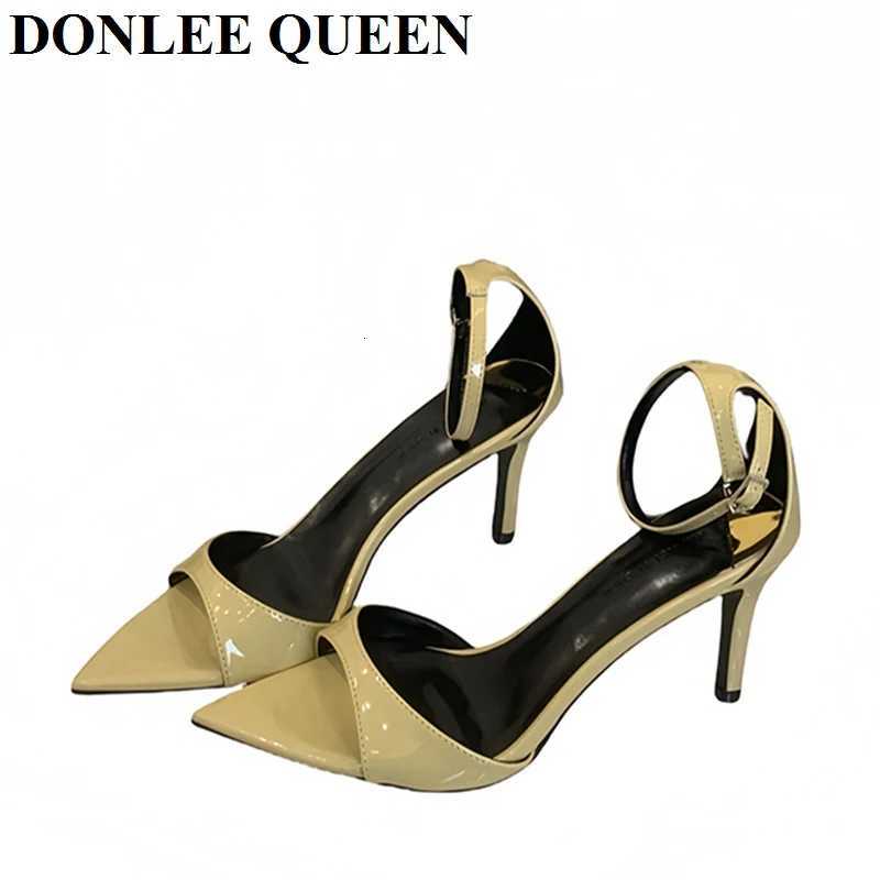 2025 Pointed Toe Women Ankle Strap Sandals Thin High Heels Peep Toe Slides Sandals Shoes Summer Design Fashion Party Dress Pumps Z260330