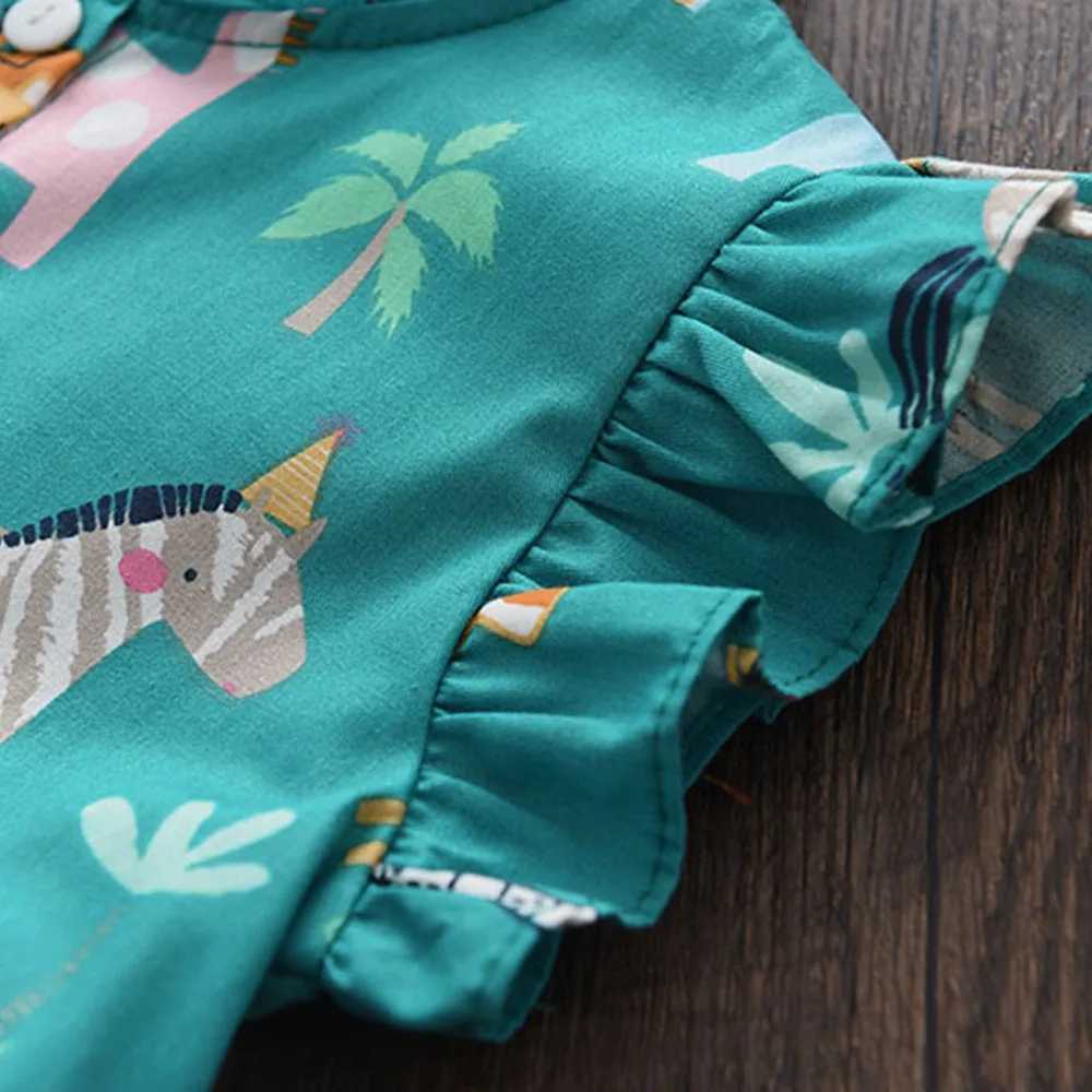 Bear Leader Cartoon Print Baby Girls Princess Dress New Fashion Summer Floral Toddler Kid Party Clothes Children VestidoT260330