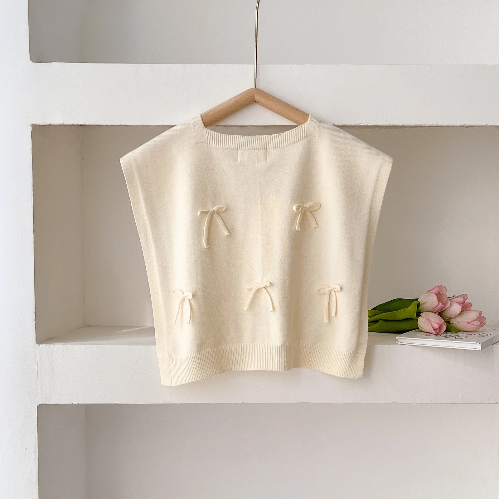 Korean Knitted Shawl Summer Air Conditioning Fake Collar Neck Guard Knit Thin Knotted Cape Shoulder Scarf For Women 260325