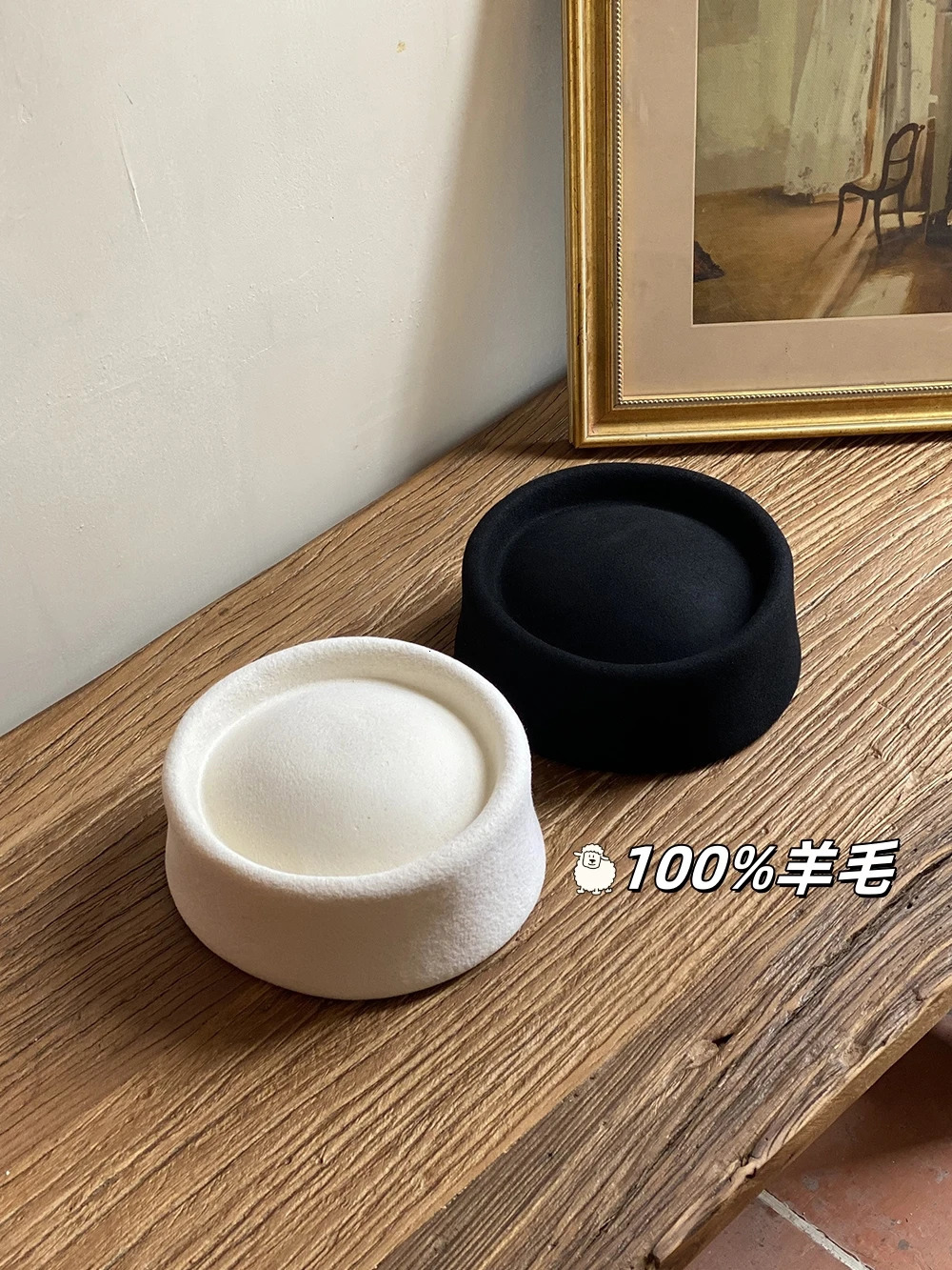 100 Wool Beret for Woman Elegant Flat Cap Felt Hat Lady Fall Winter Warm Fashion Fedora Fascinator Pillbox Pumpkin Hat 260324
