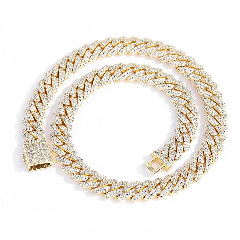 Hip-hop trend 20mm sapphire Cuban necklace. Passed GRA test. VVS diamond. Men's high-end style. Hip-hop rapper.