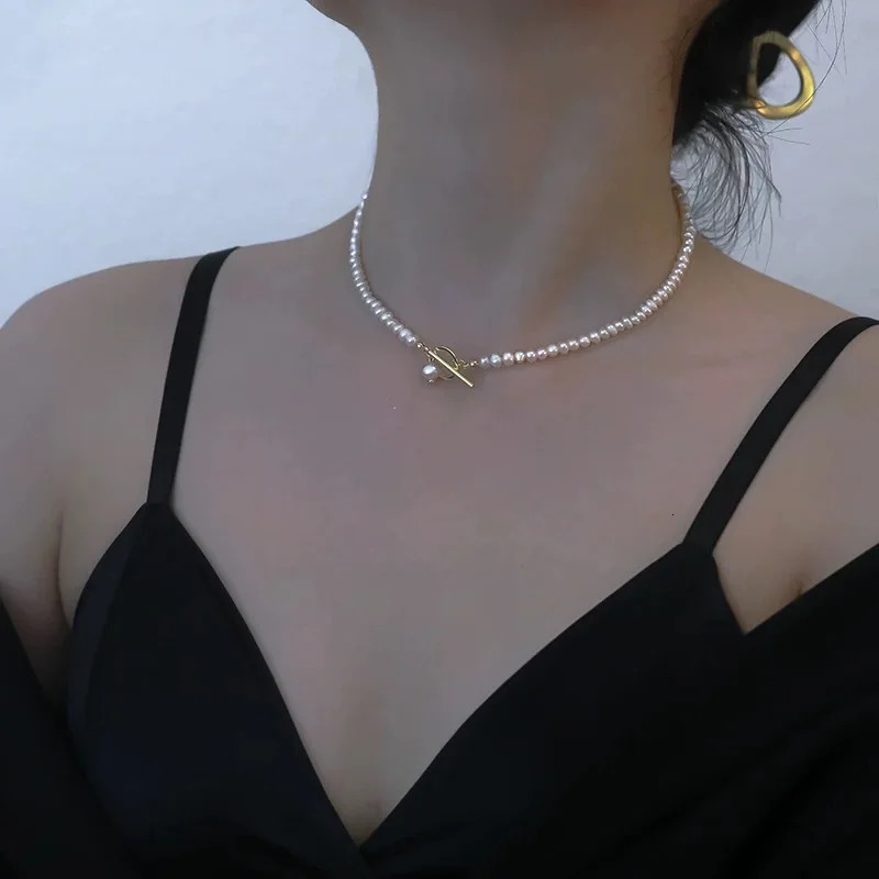Minar Classic Natural Freshwater Pearl Beaded Necklace for Women 14K Real Gold Plated Copper Toggle Clasp Circle Strand Chokers 260327