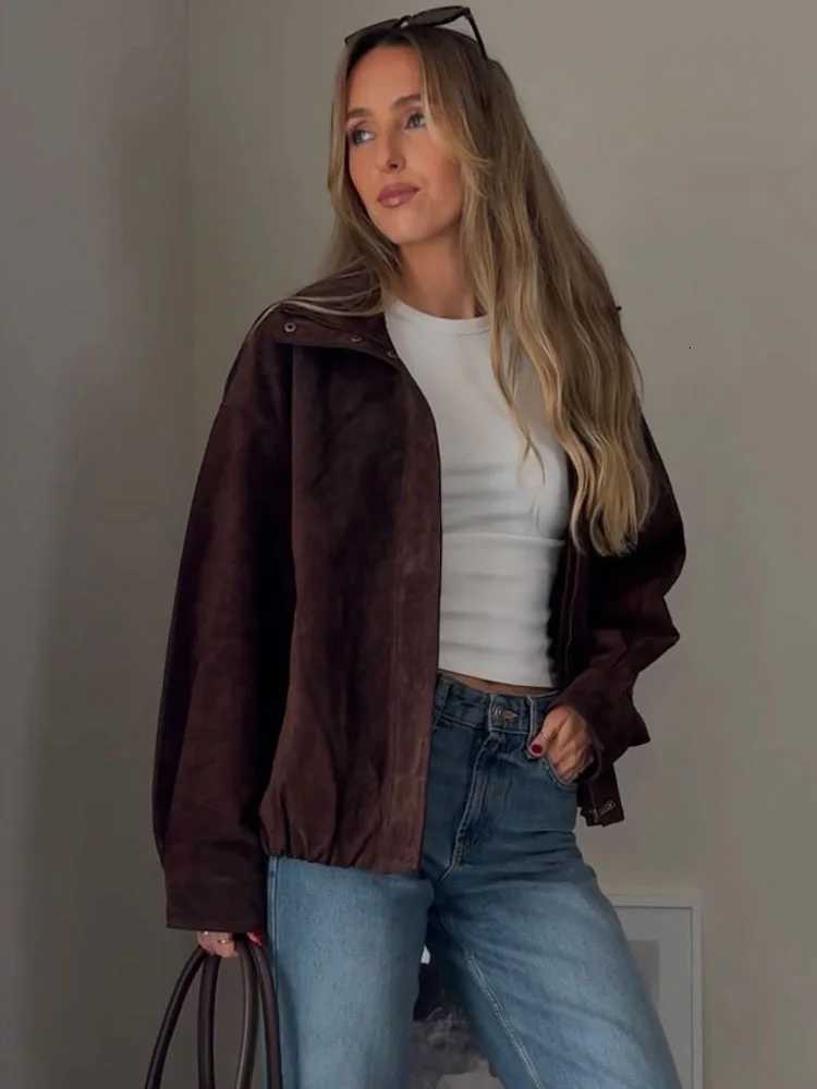 HH Female Autumn Fashion High Collar Zipper Pocket Design Long Sleeves Jackets Women Solid Casual Loose Street Style CoatsT260328