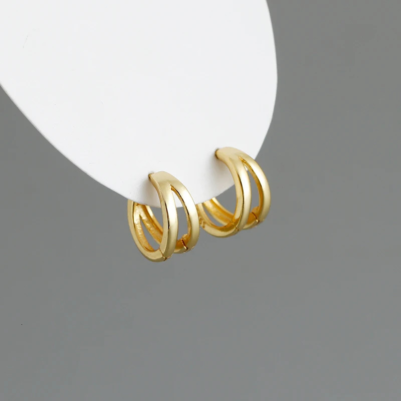WANTME 925 Sterling Silver Simple Glossy Double Ear Buckle for Women Unique Charm Party Hoop Earrings Fine Jewelry Accessories 260323