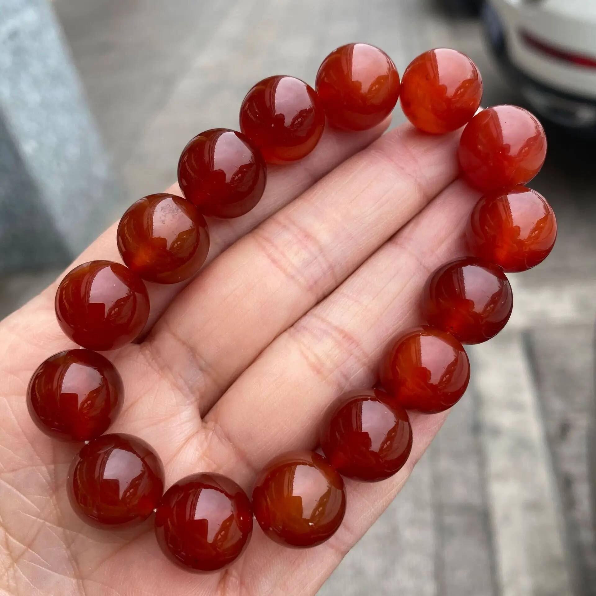 Carnelian Beaded Natural Red Agate Onyx Stone Beads Stretch Bracelets Yoga Healing Women Men Jewelry Gifts