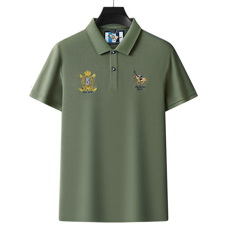 Designer Short-sleeved Shirt With Exquisite Embroidery Casual And Business-style Polo Shirt With A Turned-down Collar Stylish And Luxurious For Men