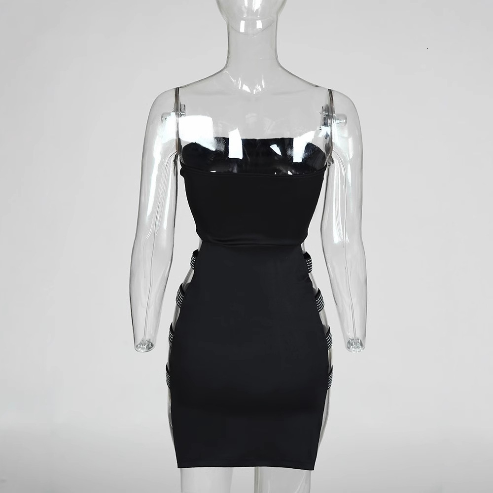 Bodycon dress with intricate cutouts strapless ultra-short dress bandage slim-fit nightclub dress