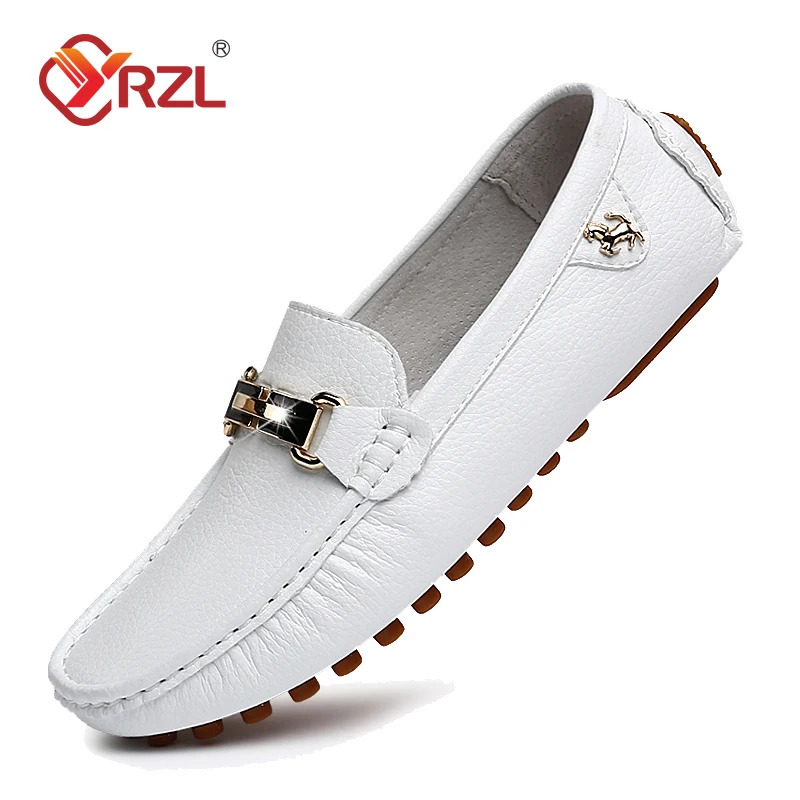 YRZL Shoes Men Handmade PU Leather Loafer Casual Driving Flats Slip-on Shoes Comfy Moccasins White Loafers Shoes for Men 260330
