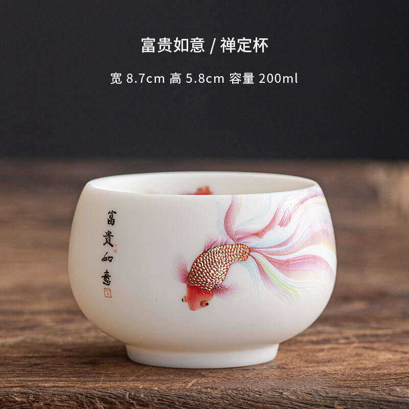 White Jade Porcelain Master Unglazed Kung Fu Cup High-end Household Ceramic Small Tea Bowl Business