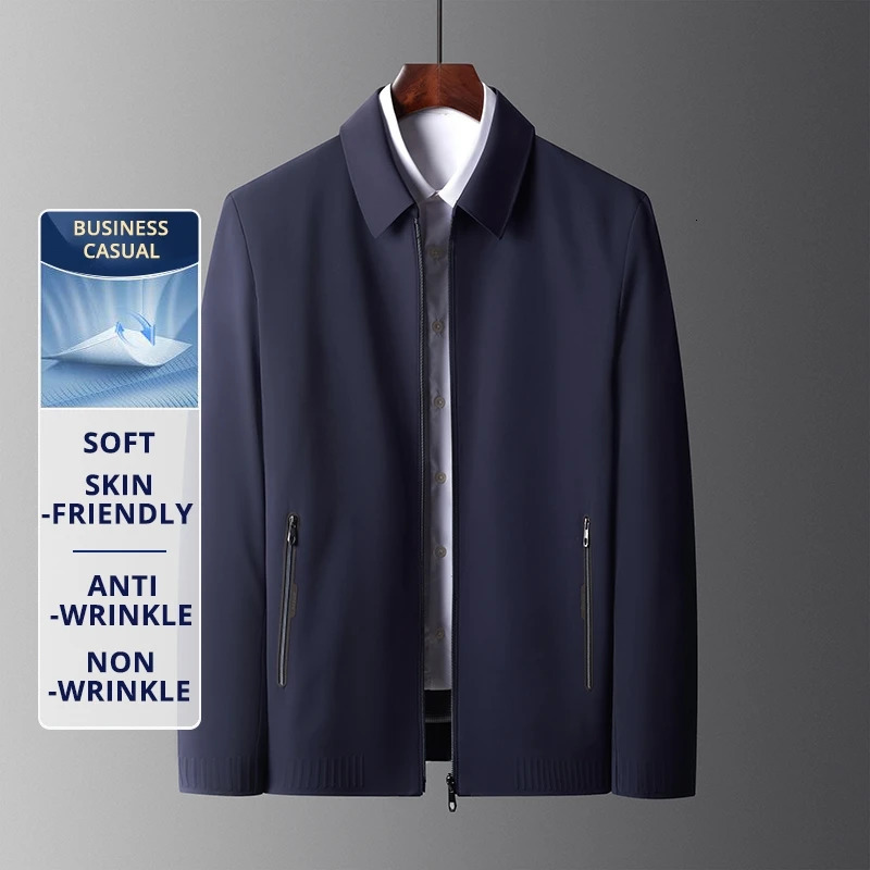High End Anti Wrinkle Mature Men Business Dads Outfit Casual Blazer Jacket Autumn Windbreaker Middle Aged Executive Coats 260327