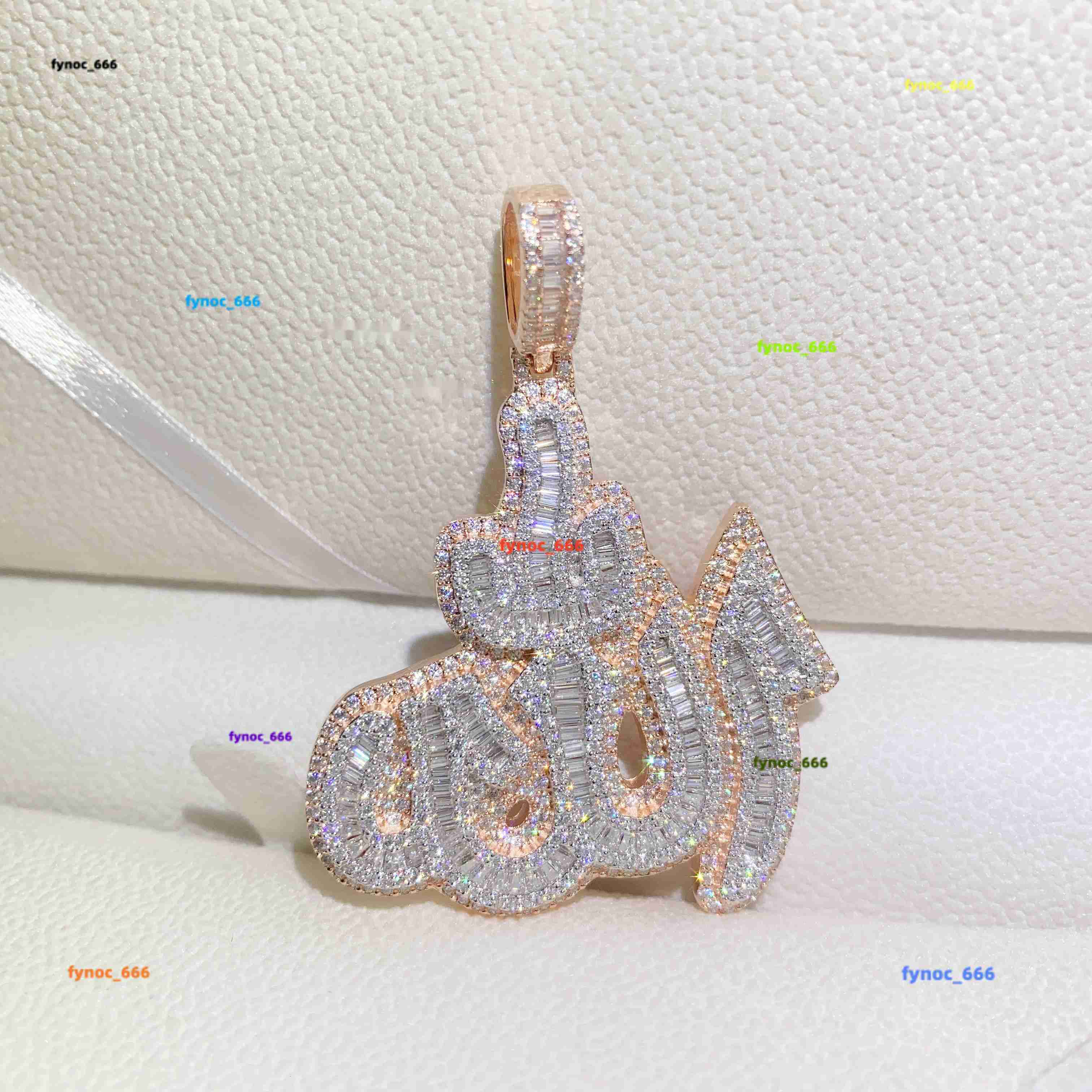 14k Rose Gold Plated Sterling Silver Hip Hop Men Vvs Moissanite Diamond Iced Out Allah Pendant
