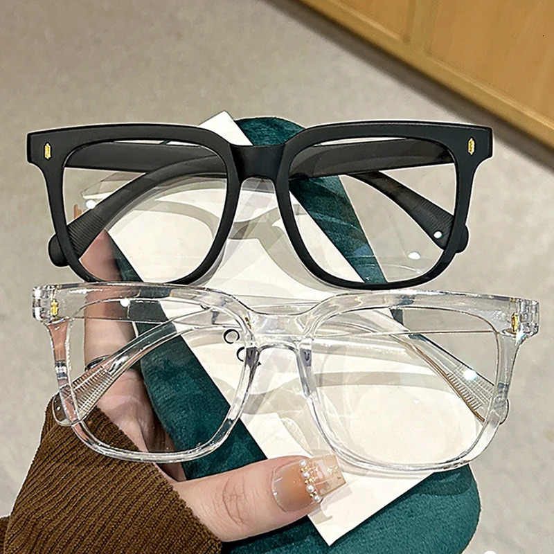 Transparent Glasses Square for Students with Myopia Male Female Flat Light Large Round Face Anti Blue Frame 260317