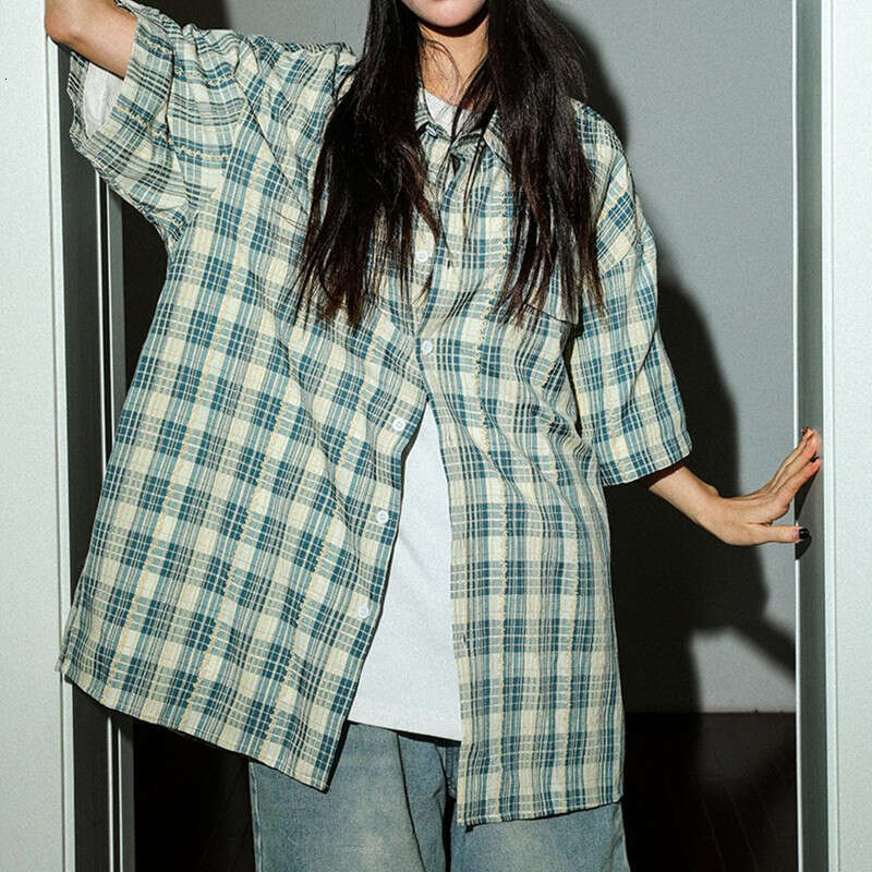 American Retro Plaid Short-Sleeve For Men And Women, Summer Trendy Brand Fashion Shirt, Couple's Loose Casual Shirt Jacket
