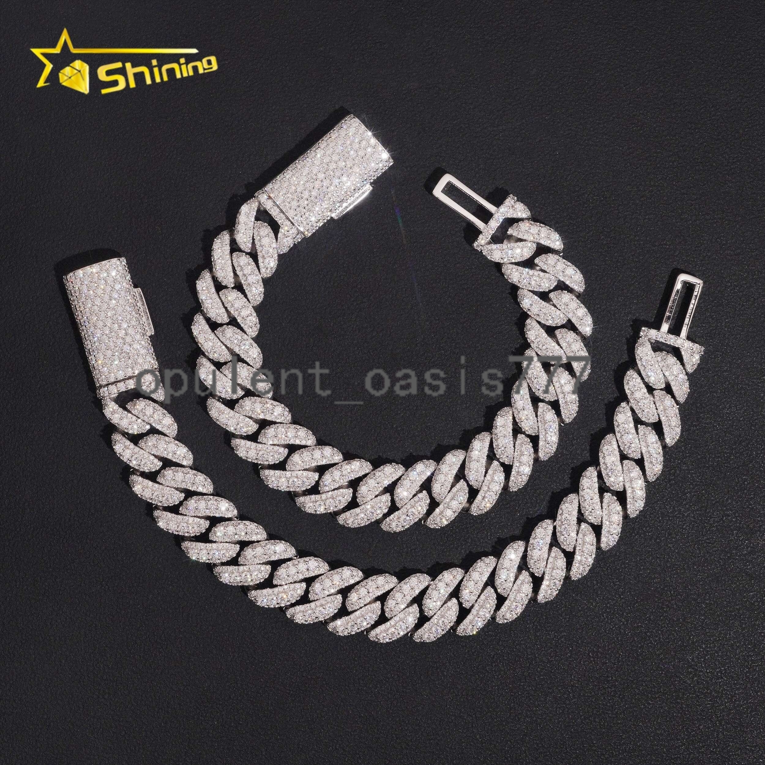 USA Local Stock Fine Jewelry Hip Hop Iced Out Sterling Silver 925 VVS Moissanite Lab Diamond Cuban Fashion Men Cuban Bracelet
