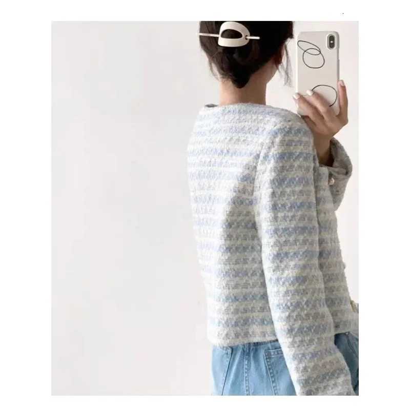 SMVP Autumn Winter Women Elegant Tweed Cardigan Short Coat with Pocket Single Breasted Jacket for Lady Loose Outwear 2025T260328
