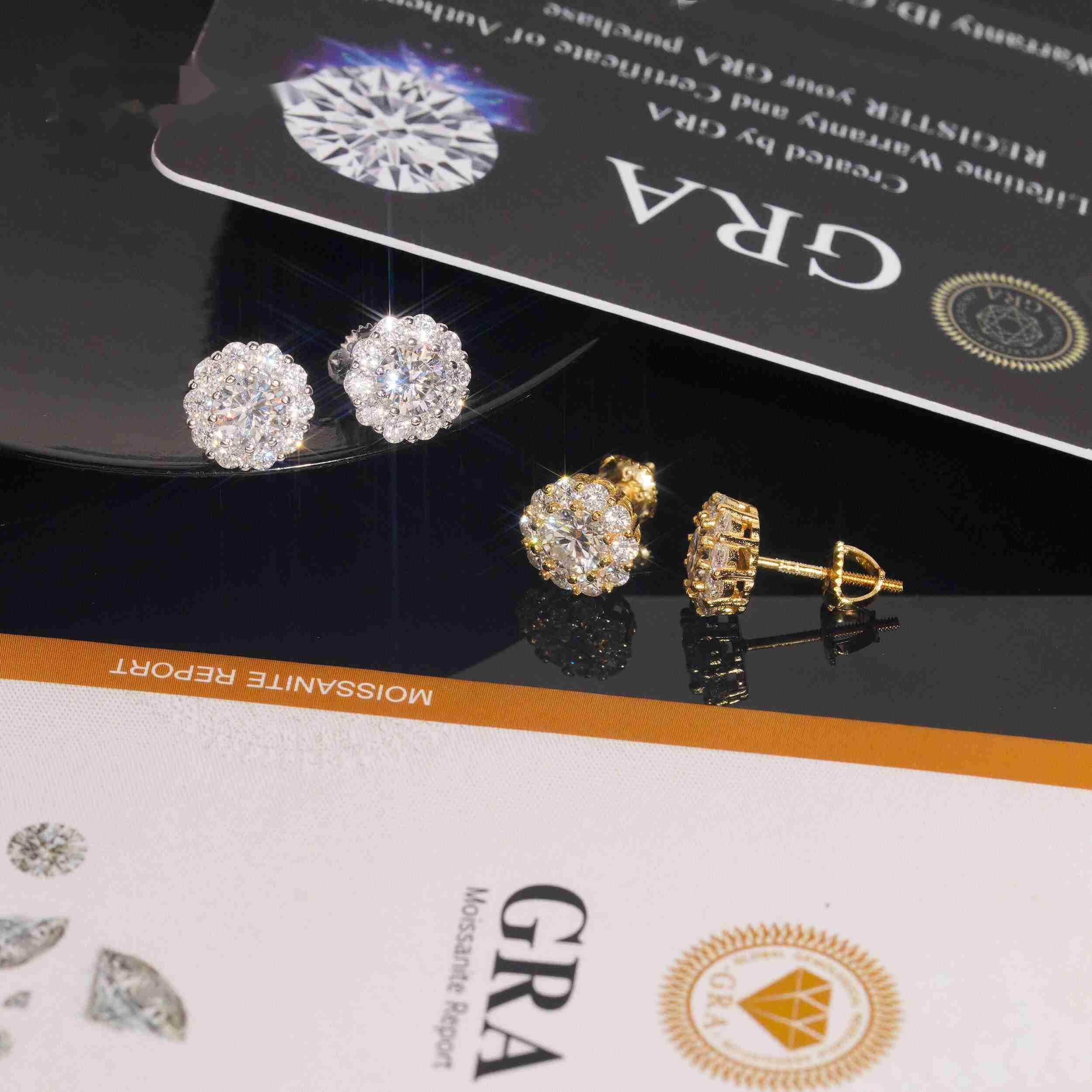 USA Local Stock Fast Ready Design S925 Sterling Silver Iced Out Earrings VVS Moissanite Diamond Screw Back Earring Stud