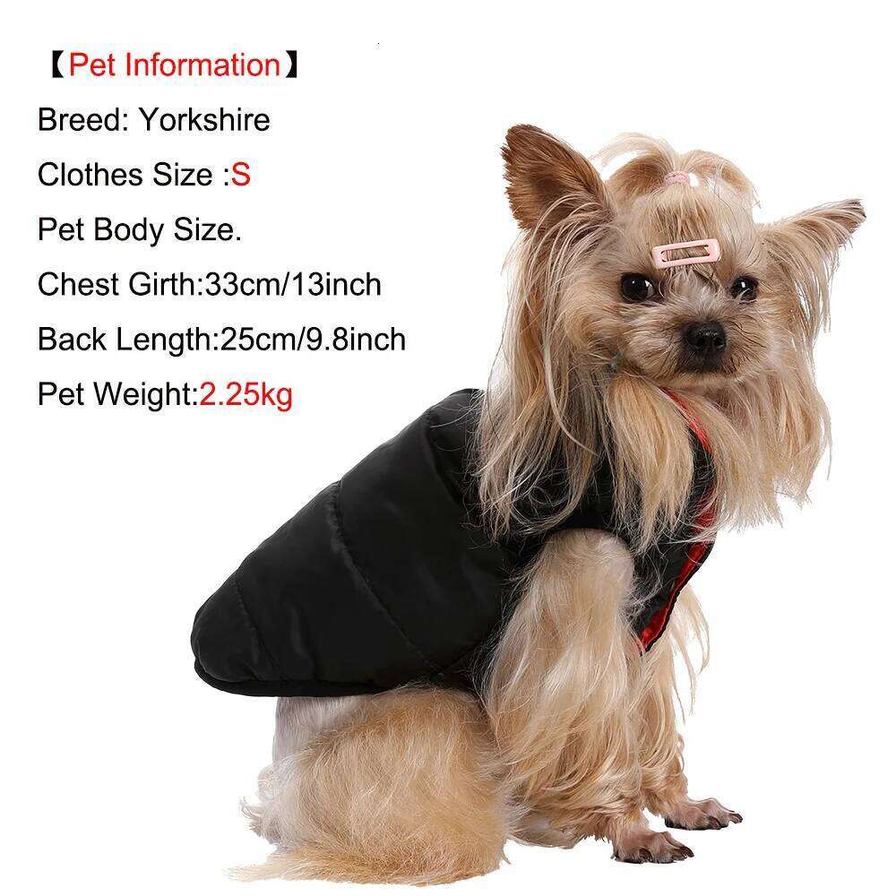 Waterproof Reversible Pet Dog Jacket for Small Medium Dogs Cats Winter Warm Clothes with Zipper Windproof French Bulldog Coat