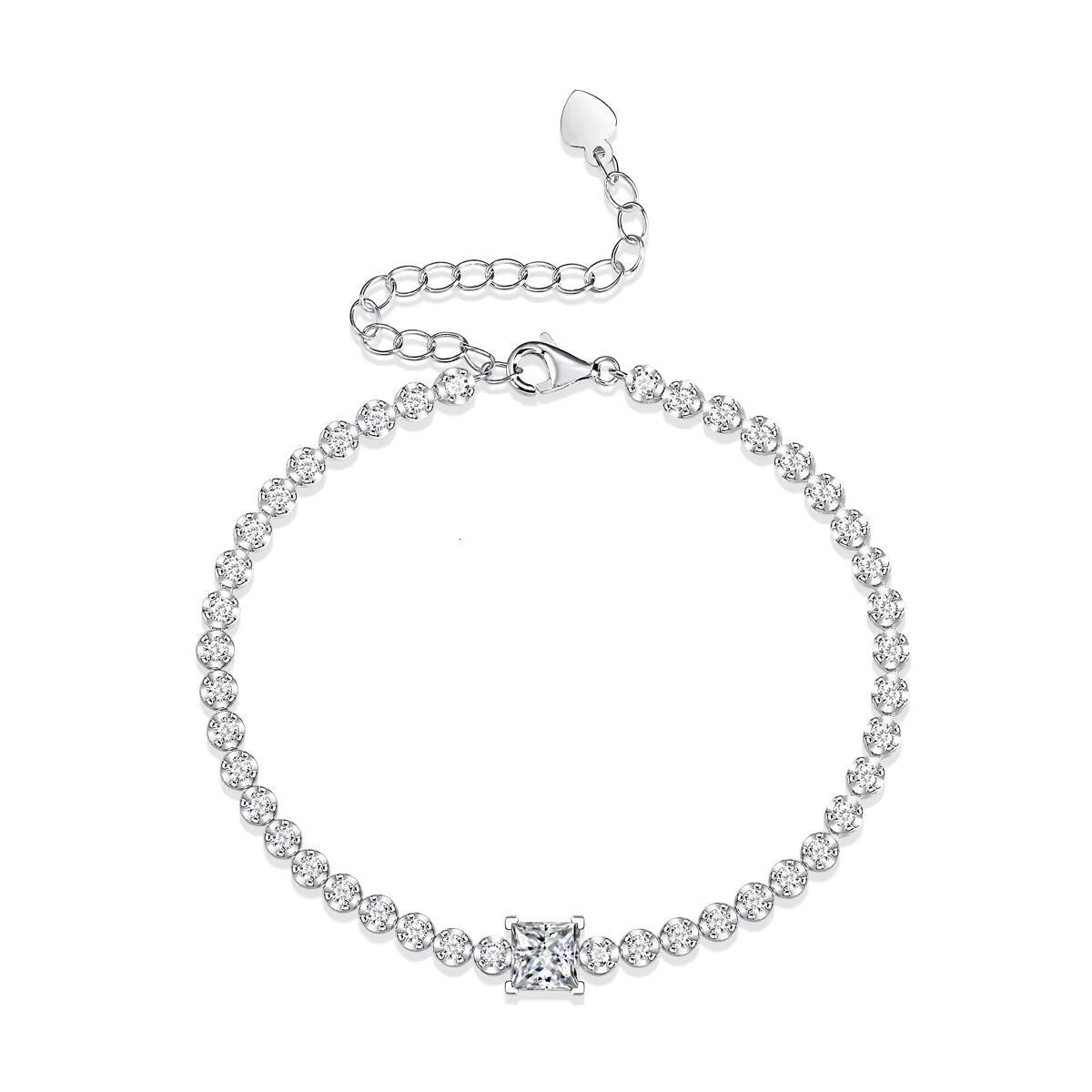 Wholesale Trendy Luxury Jewelry Moissanite Diamond Chain Tennis Bracelet 925 Sterling Silver Fine Jewelry Bracelets