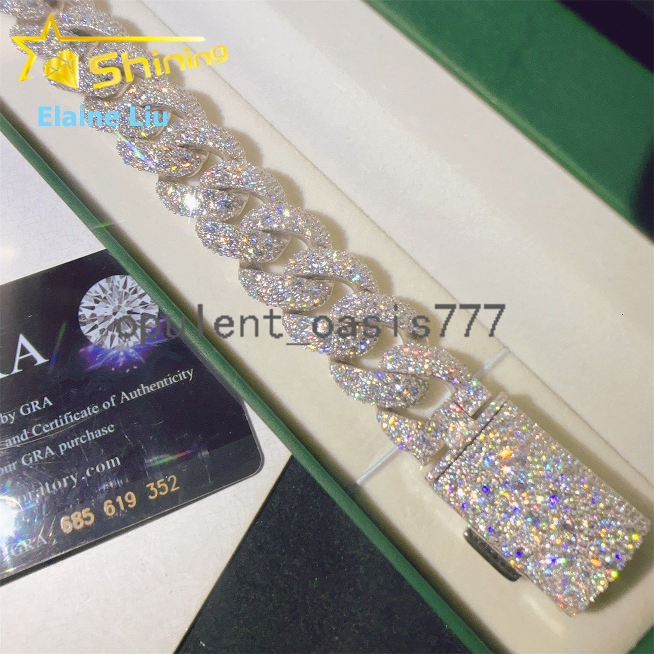 Sterling Silver 925 18mm VVS Moissanite Diamond Moissanite Hip Hop Jewelry Iced Out Bracelet Miami Cuban Link Chain Bracelet