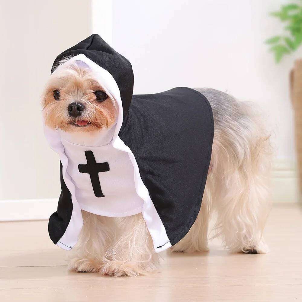Nun Cosplay Costume Funny Halloween Cat Clothing For Small Medium Cats Dogs Cute Kitten Pullover Sphynx Pet Jacket Outfits