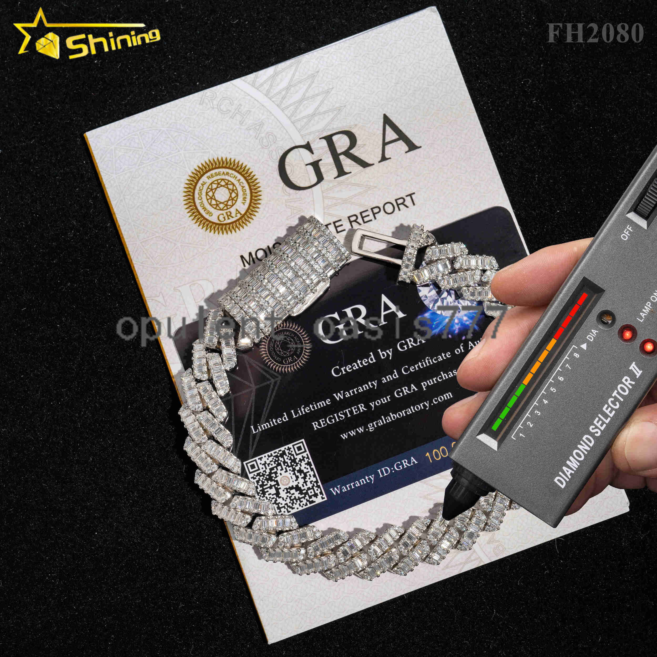 Pass Diamond Tester Hip Hop Jewelry 12mm Solid 925 Silver Box Clasp Baguettes Iced Out Men VVS Moissanite Cuban Bracelet