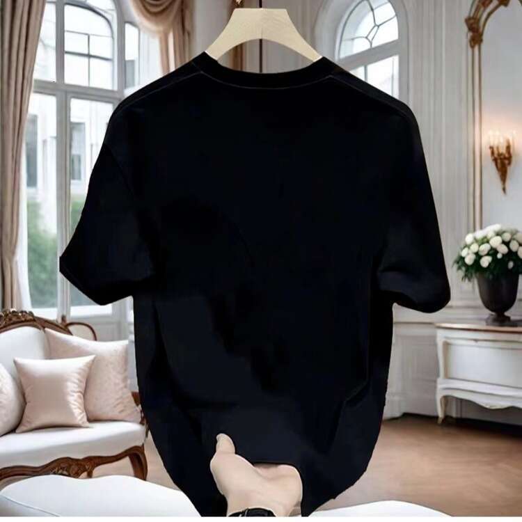 luxury New European Goods Light Luxury Boutique American Style Printed Trendy Brand Round Neck Versatile Fashion T-Shirt Short Sleeve Men's Trend