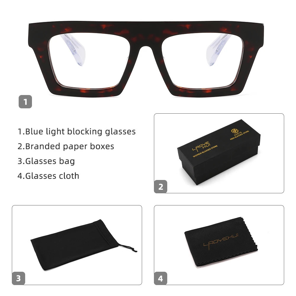 Trendy Oversized Square Polarized Sunglasses Big Thick Frame Goggle Eyeglasses UV Protection Computer Blue Light Glasses 260317