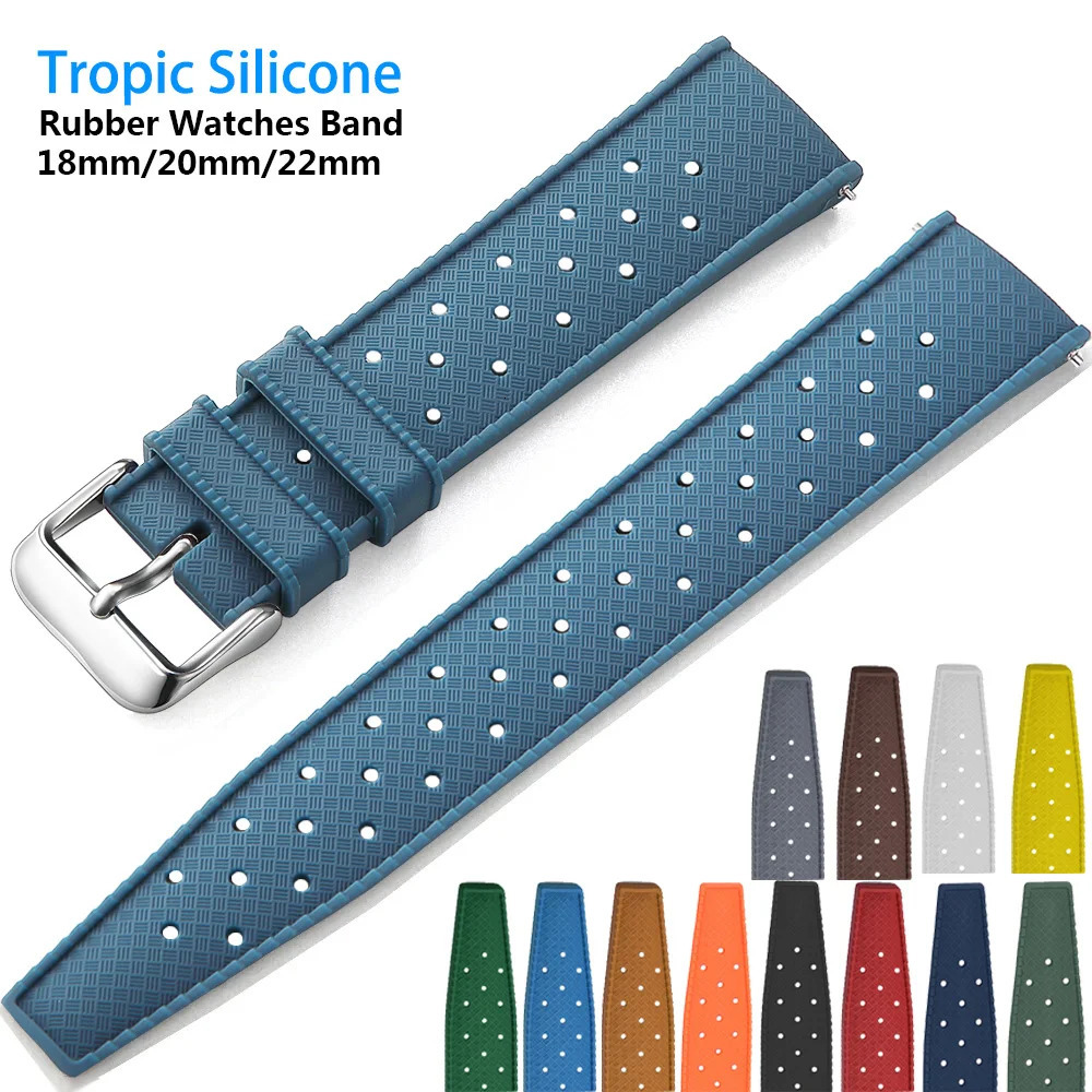 Tropical Silicone Watch Band Quick Release 18mm 20mm 22mm Rubber Tropic Smart Strap Waterpfroof MutiColor 260318