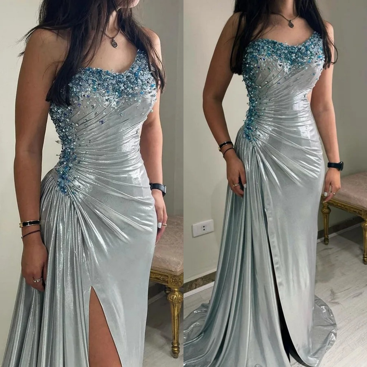 Modern Prom Dress Sweetheart Bridal Dresses Sexy Crystal Sequins Lace Evening Dress Floor Length Party Gown Size Customized vestido de novia