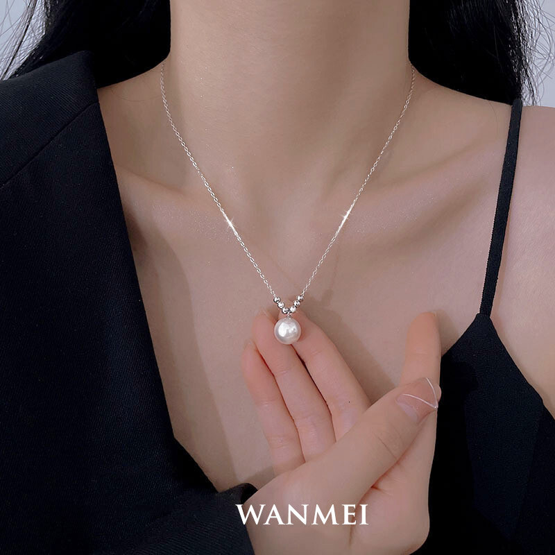 Designer luxury 2026 New Single Pearl Necklace for Women, S925 Sterling Silver, Light Luxury, High-End Clavicle Chain, Niche Design Necklace