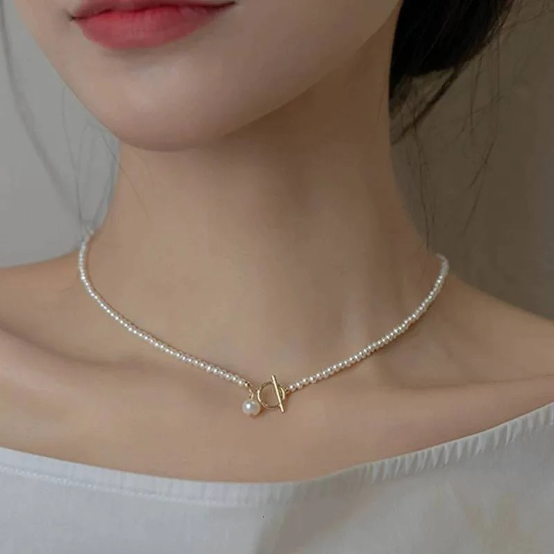Minar Classic Natural Freshwater Pearl Beaded Necklace for Women 14K Real Gold Plated Copper Toggle Clasp Circle Strand Chokers 260327
