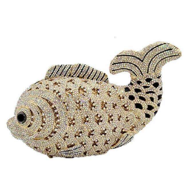 Chinese Embroidery Women Fish Rhinestones Clutch Purse Gold Stones Evening Minaudiere Bags Wedding Bridal Handbags Party Dinner Purses Clutches Bag Cl
