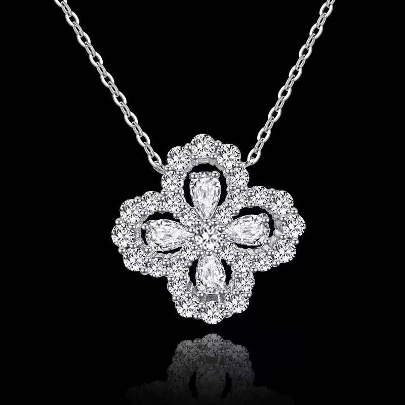 Luxury 925 Silver Necklace Women Fashion Moissanite Pendant for Gift