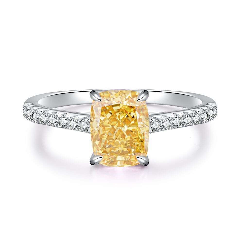 Ring Designer Exquisite Flower Shaped Zircon Ring For Women High Carbon Diamond Radiant Ice Cut Zircon Wood Color Style Pure Silver Emerald Ring Luxur