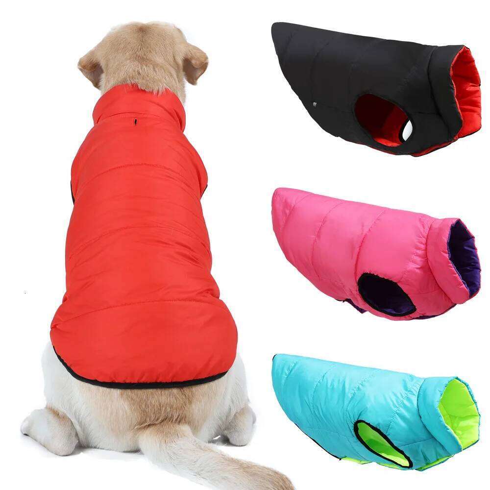 Reversible Big Dog Jacket Winter Warm Clothes For Small Large Dogs Cat Windproof Waterproof Pet Vest Coat Labrador Pug Clothing
