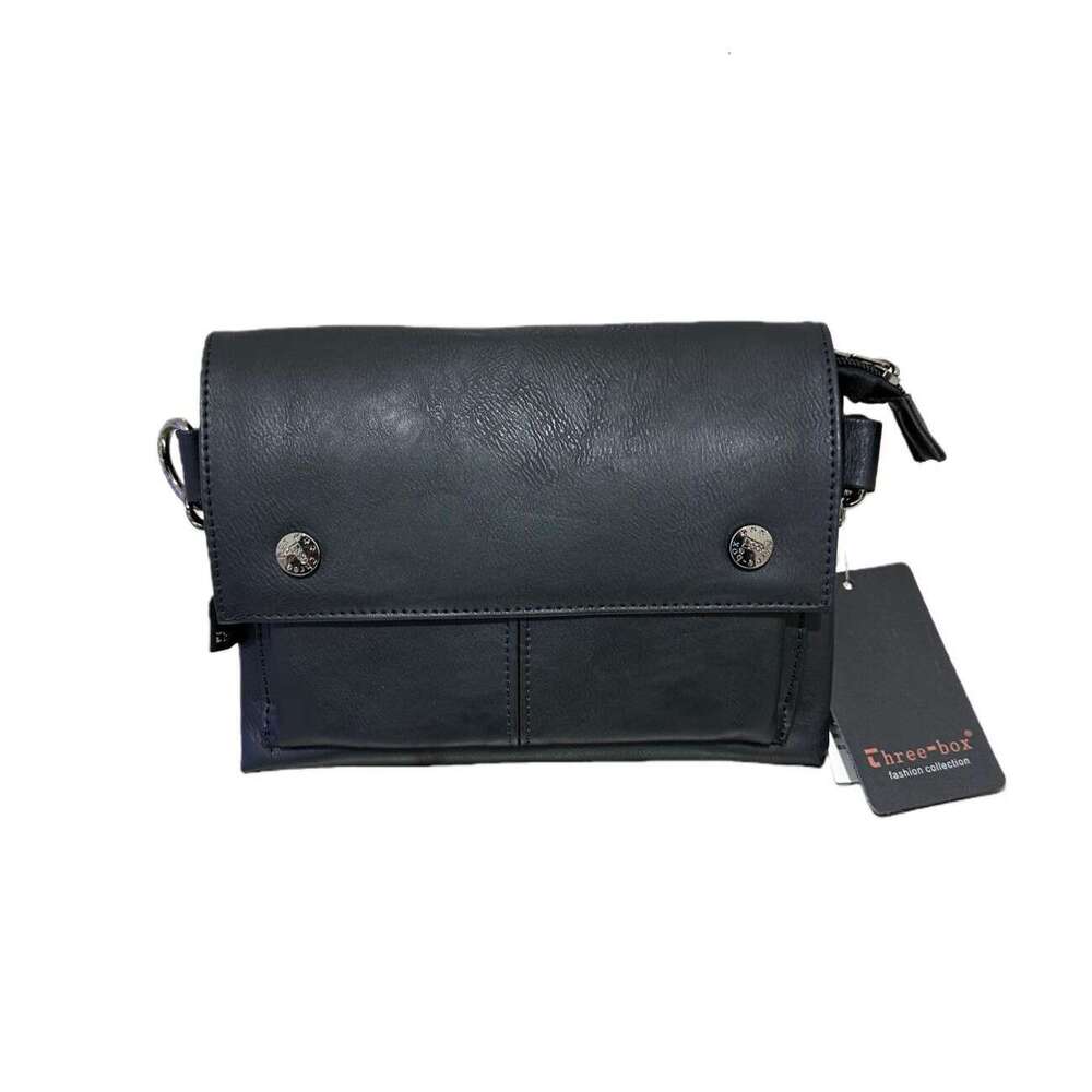 Three Box Casual Men S PU Leather Crossbody Bag Youth Ultra Thin Ribbon Single Shoulder Trendy Unisex Handbag High Quality Luxury Bag