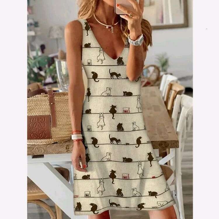2026 Summer Gradient ral Dot Printed Sleeveless Holiday Dress with Versatile Style and New Trendy Clothing Ins