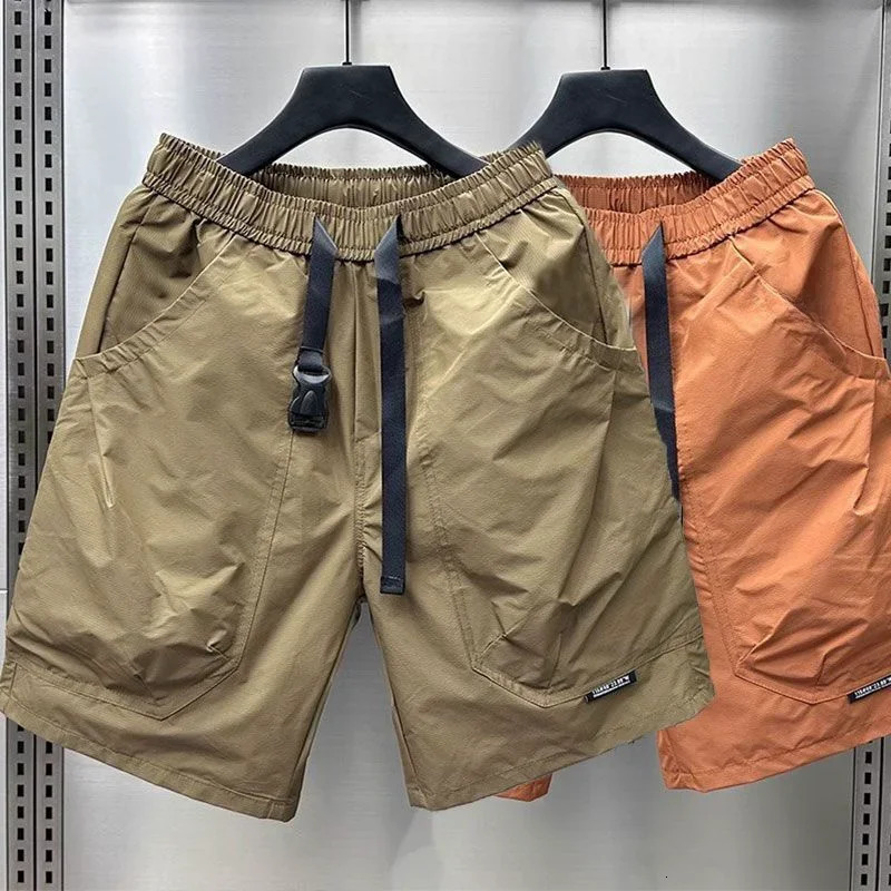 2026 Mens Large Pocket Waistband Work Shorts Summer Thin Loose Straight Half Middle Pants 260330