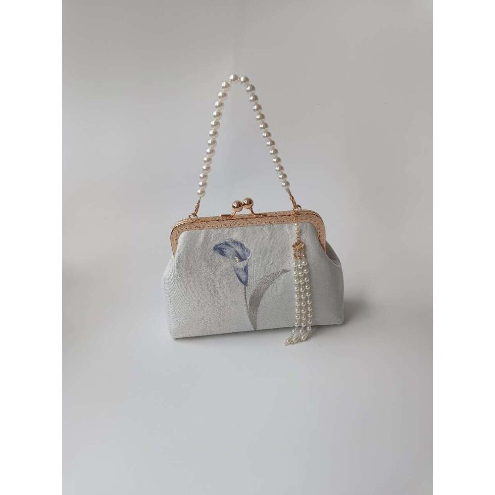 Chinese-Style Hanfu Crossbody Handbag With Ethnic Retro Embroidery, Gold-Rimmed Cheongsam Bag, Mobile Phone Bag Chinese Embroidery Fashion Tote
