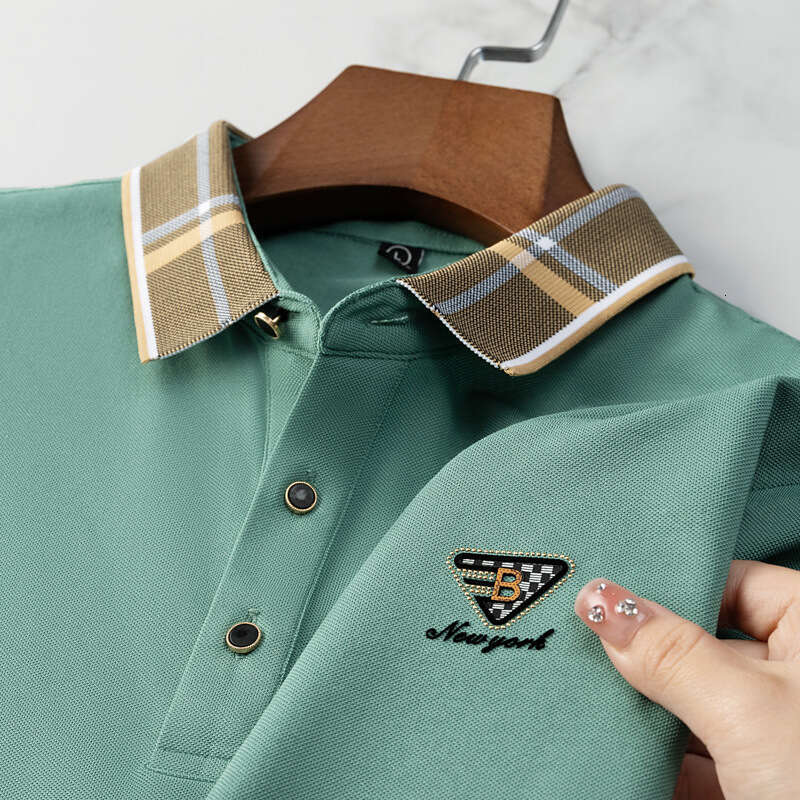 Men 2026 Silk Moisture-Wicking Quick-Dry Summer Short Sleeve T-Shirt Turn-Down Collar Casual Versatile Solid Color Shirt Men's Father's Gift