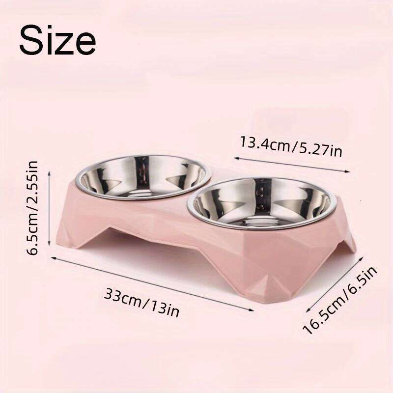 Stainless Steel Double Upgraded Diamon Pattern Large Capacity Food Bowl for Dog Cat Non-slip Pet Water Feeder Bowls 26W0330