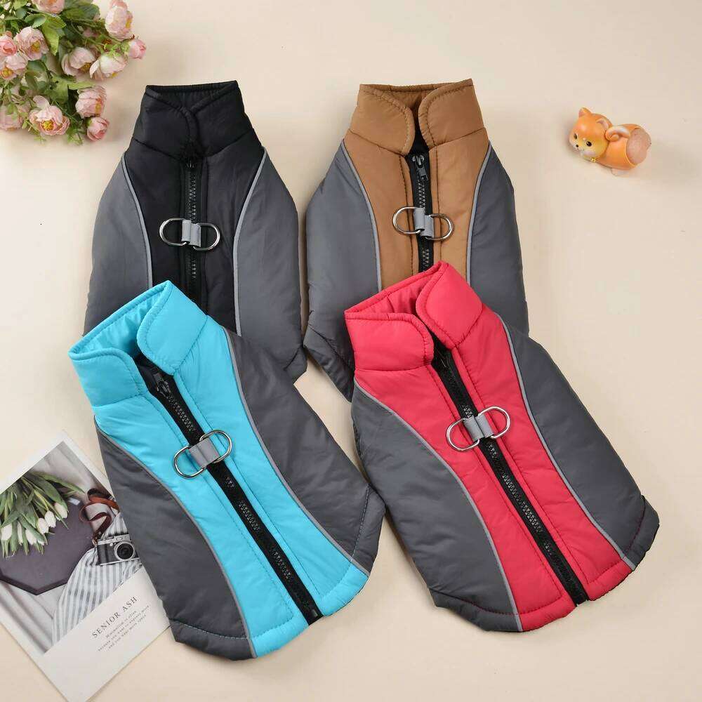 Winter Pet Dog Hiking Jacket Coat for Small Medium Dogs Cats Reflective Puppy Warm Clothes with D-ring Yorkshire Bulldog Apparel