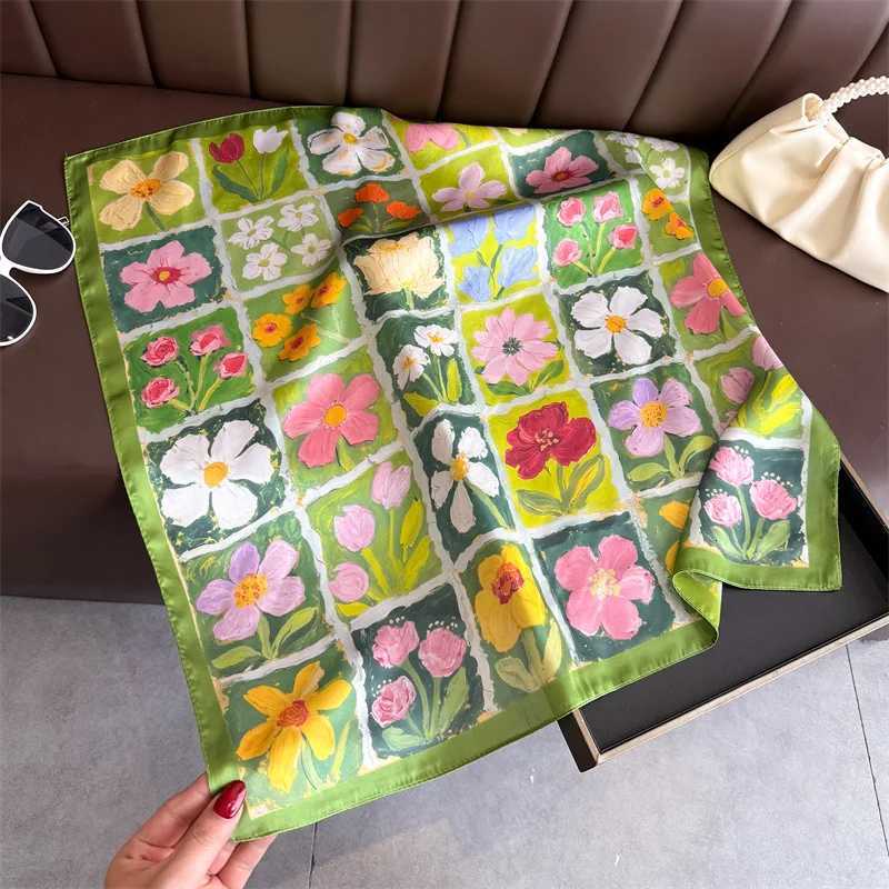 New Bandana Designer Silk Square Scarf Wen Satin Shawl Wrap Hijab Fem Hair Band Wrist Luxury kerchief 7070cm Echarpe X260328