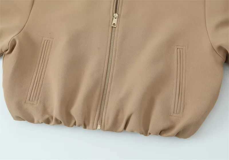 Womens Jacket Fall 2025 New Solid Color Long Sleeve Zipper Puffy Loose Jacket Casual Fashion Simple Versatile PersonlT260328