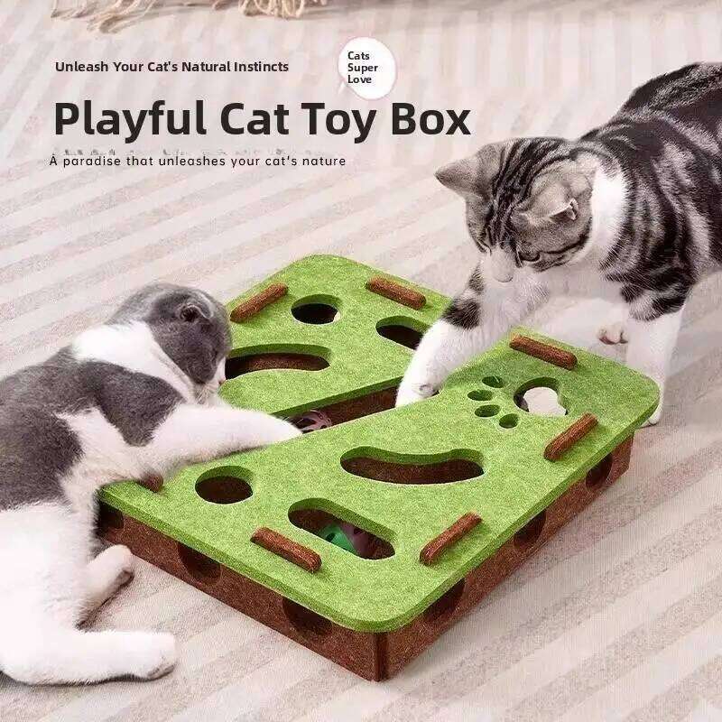 Interactive Felt Puzzle Box Exercise Toy With Ball Indoor Sports Entertainment Hunting Cat Scratching Toys