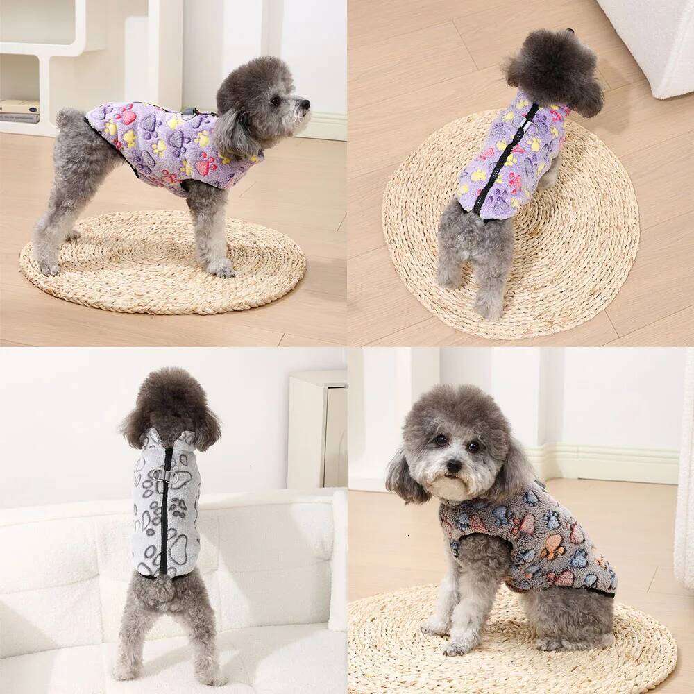 Reflective Pet Dog Jacket Coat For Small Medium Dogs Cats Winter Soft Fleece Puppy Footprint Clothes Yorkshire Clothing