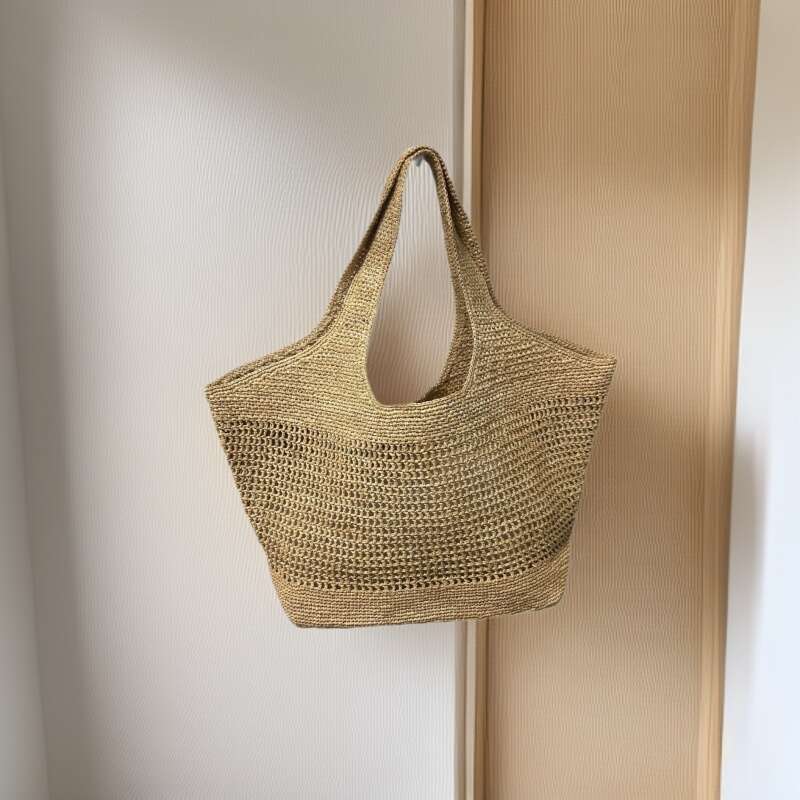Totebag Shoulder ROSE NOIRE Raffia Handwoven For Women French Style Vacation Beach Casual Tote Large Capacity Handbag Bag