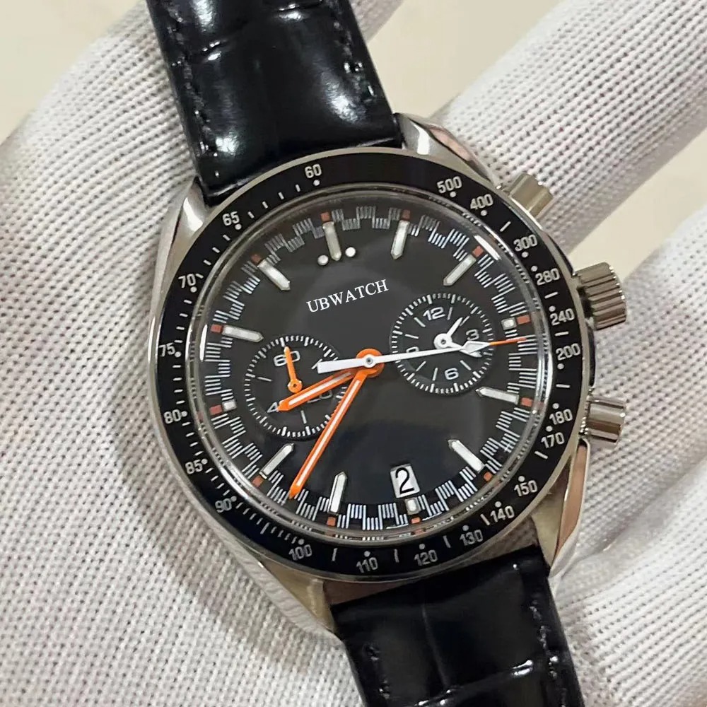 42MM Luminous Quartz Chronograph Movement Sport Mens Watches Battery Power Staineless Steel Working Subdials Men's Wristwatches With Nylon Strap